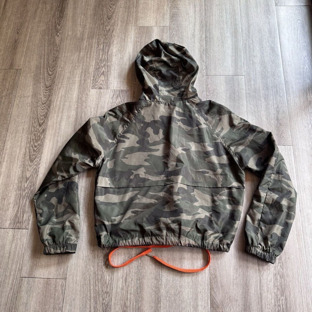 Women’s Camouflage Camo Jacket New Look supreme Sz L  Orange Straps Gray Hood - Picture 9 of 12